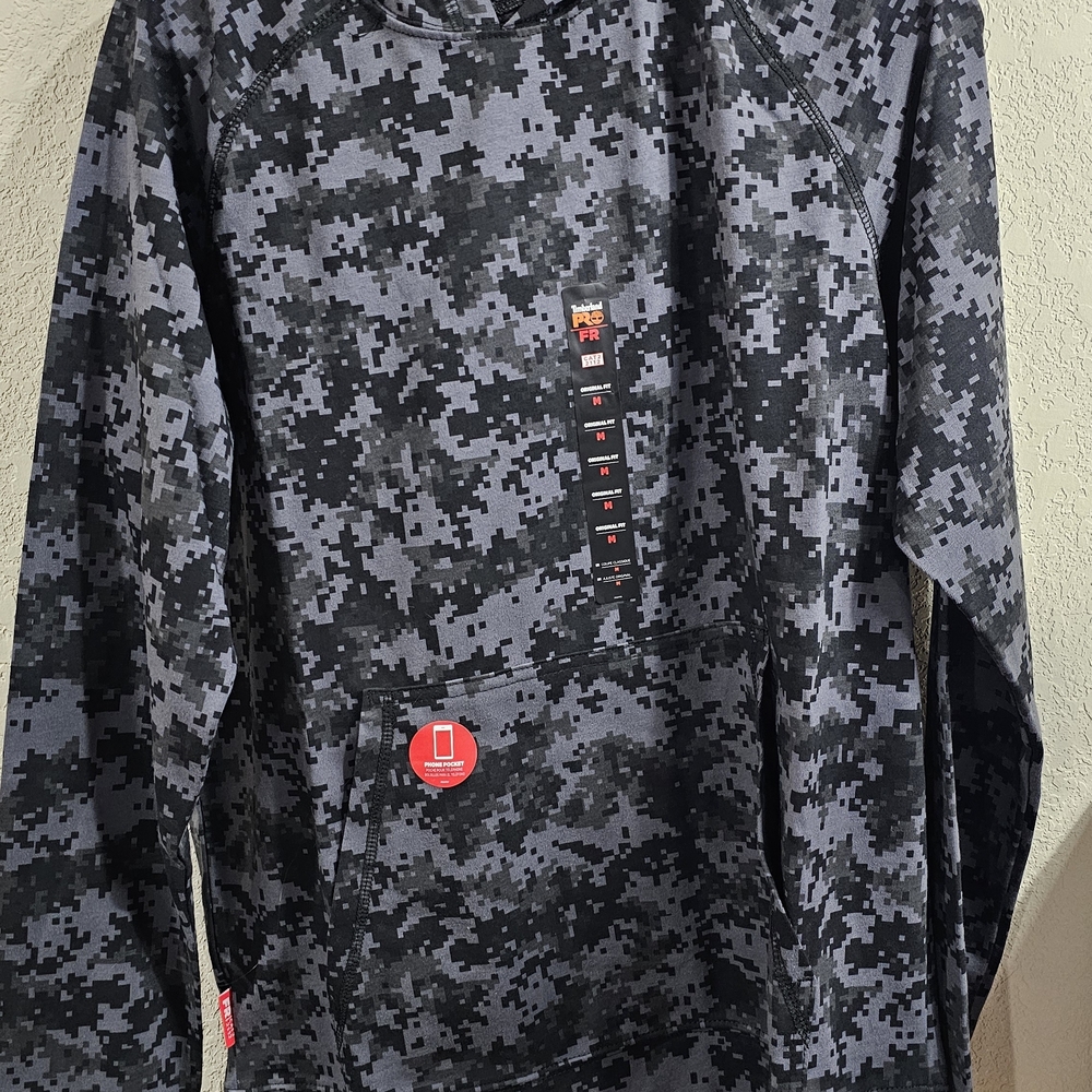 FR CAT 2 Timberland Pro Black And Gray Camo Hoodie NFPA 2112